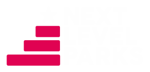 next level parks white logo