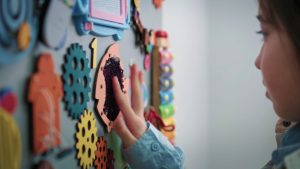 Sensory board at indoor play area at a hospital